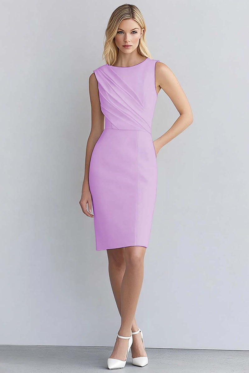 Laden Sie das Bild in den Galerie-Viewer, Elfenbein Bodycon Kurzes Ärmelloses Arbeitskleid aus Satin