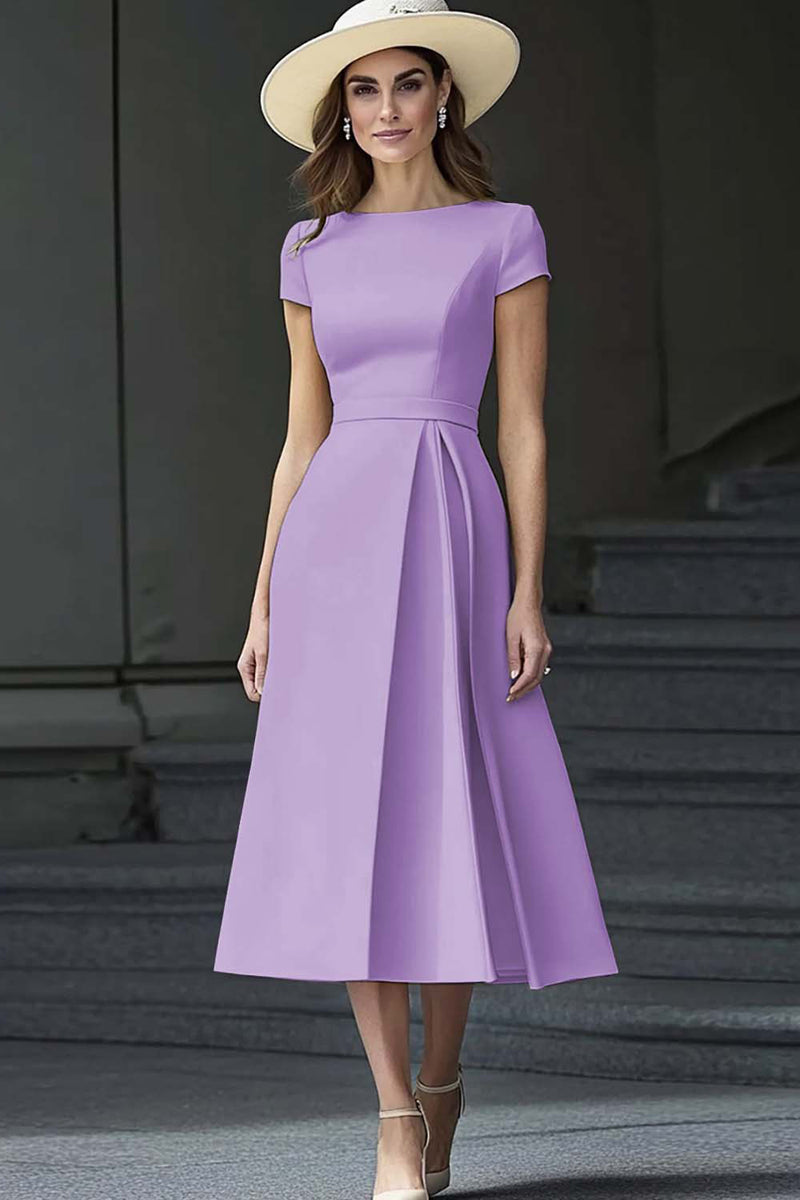 Laden Sie das Bild in den Galerie-Viewer, Narzissen Satin A-Linie Langes Arbeitskleid mit U-Boot-Ausschnitt