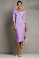 Laden Sie das Bild in den Galerie-Viewer, Elfenbein Gerafftes Midi Arbeitskleid mit kurzen Ärmeln