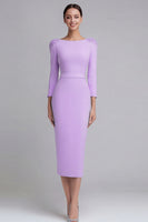 Laden Sie das Bild in den Galerie-Viewer, Etui Hellblaues Midi Business Kleid aus Satin