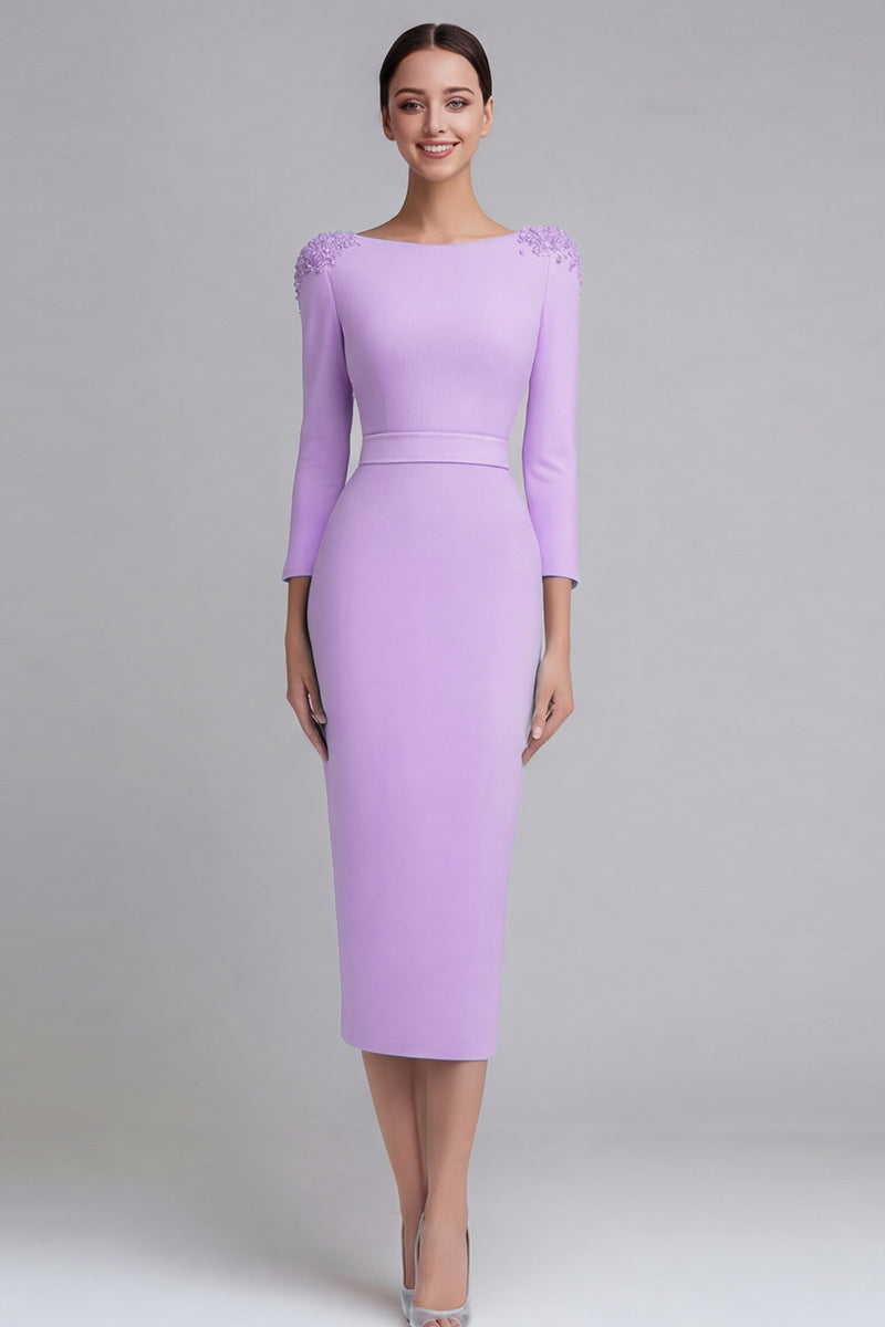 Laden Sie das Bild in den Galerie-Viewer, Etui Hellblaues Midi Business Kleid aus Satin