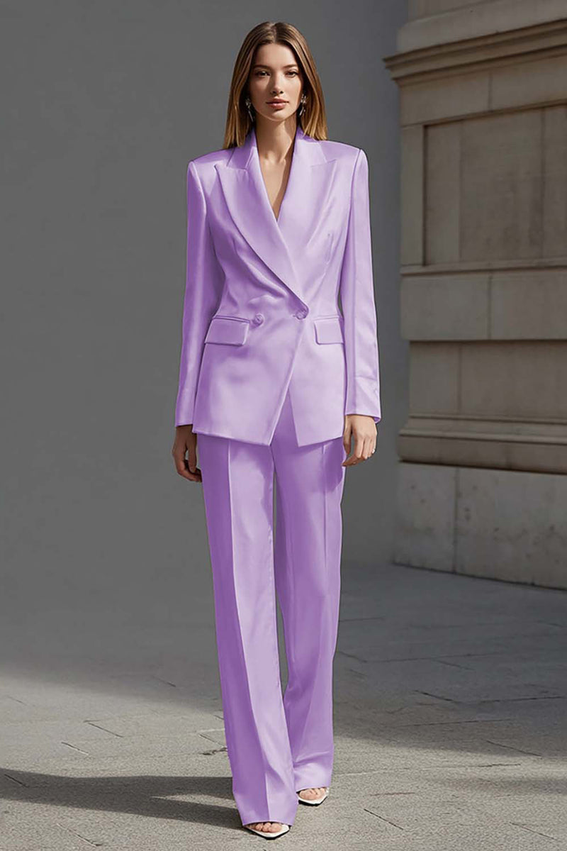 Laden Sie das Bild in den Galerie-Viewer, Elfenbein 2-teilige Business Anzüge aus Satin mit Spitzrevers