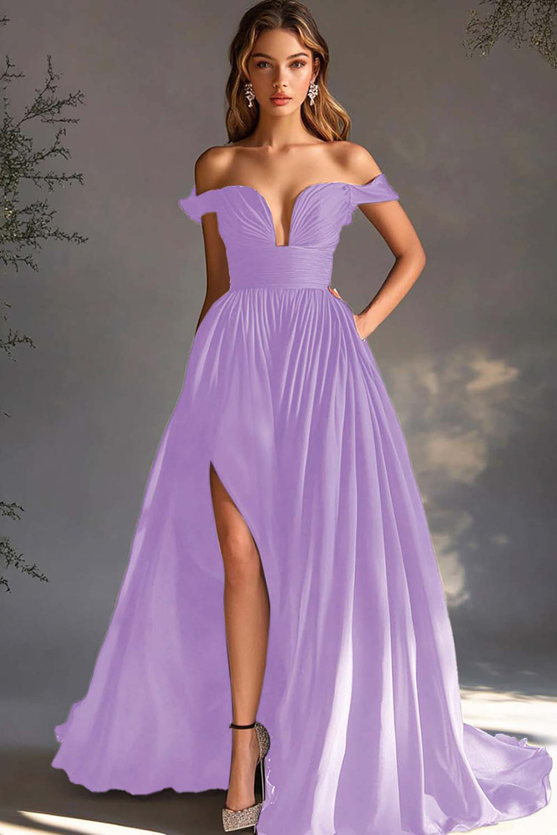Laden Sie das Bild in den Galerie-Viewer, Schwarzes schulterfreies A-Linie Chiffon Ballkleid