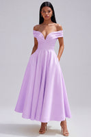 Laden Sie das Bild in den Galerie-Viewer, Off-the-shoulder gelbes, gerafftes A-Linien-Maxikleid mit Taschen