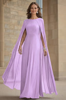 Laden Sie das Bild in den Galerie-Viewer, Marineblaues Meerjungfrauen Chiffon Langes Kleid der Brautmutter mit Umhang