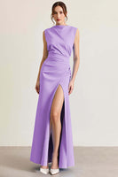 Laden Sie das Bild in den Galerie-Viewer, Himmelblaues Etui Ballkleid mit Rüschen und Schlitz