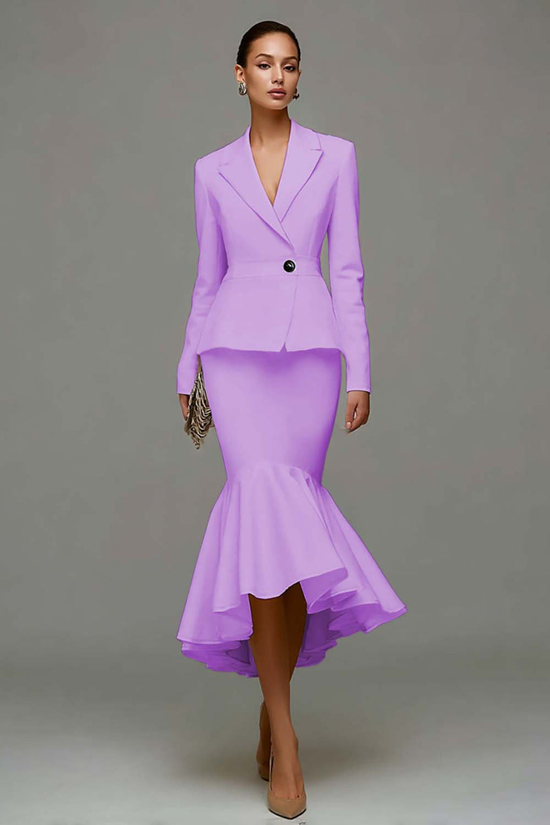 Laden Sie das Bild in den Galerie-Viewer, Meerjungfrau Elfenbein Peak Revers Midi Arbeitskleid