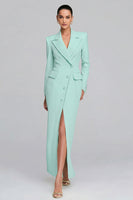 Laden Sie das Bild in den Galerie-Viewer, Elfenbein Revers Scheide Langarm Blazer Kleid mit Schlitz