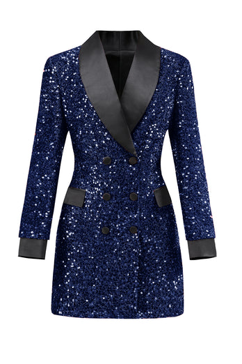 Glitzernder burgunderroter Bodycon Maxi Damenblazer