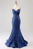 Laden Sie das Bild in den Galerie-Viewer, Meerjungfrau Herzausschnitt Rosa Pailletten langes Ballkleid