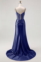 Laden Sie das Bild in den Galerie-Viewer, Blush Korsett Meerjungfrau Langes Ballkleid mit Strasssteinen