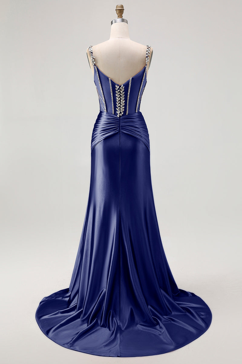 Laden Sie das Bild in den Galerie-Viewer, Blush Korsett Meerjungfrau Langes Ballkleid mit Strasssteinen