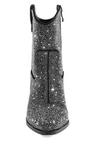 Laden Sie das Bild in den Galerie-Viewer, Schwarze Strass Westernstiefeletten in Kontrastfarbe