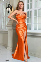 Laden Sie das Bild in den Galerie-Viewer, Glitzerndes blaues Korsett Langes Ballkleid mit Schlitz