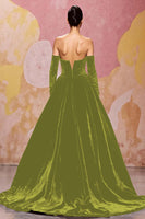 Laden Sie das Bild in den Galerie-Viewer, Herzförmiges Dunkelrotes Abendkleid aus Samt in A-Linie