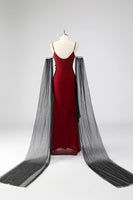 Laden Sie das Bild in den Galerie-Viewer, Rotes Spaghettiträger Cape-Ärmel Etui Abendkleid