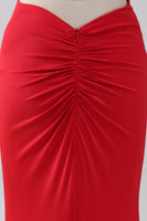 Laden Sie das Bild in den Galerie-Viewer, Spaghettiträger Meerjungfrau rückenfreies rotes Ballkleid