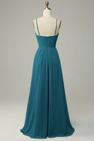 Laden Sie das Bild in den Galerie-Viewer, Spaghettiträger Ärmelloses Eukalyptus Brautjungfernkleid