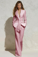 Laden Sie das Bild in den Galerie-Viewer, Weiße 2-teilige Business-Anzüge mit gerafftem Revers und Schärpe