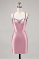 Laden Sie das Bild in den Galerie-Viewer, Korsett Satin Bodycon Dunkelgrünes Cocktailkleid