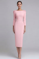 Laden Sie das Bild in den Galerie-Viewer, Etui Hellblaues Midi Business Kleid aus Satin