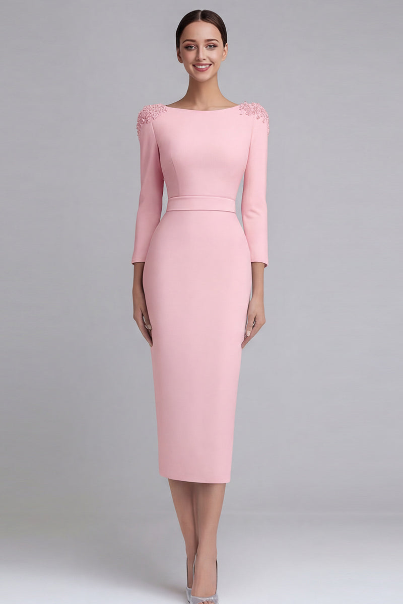 Laden Sie das Bild in den Galerie-Viewer, Etui Hellblaues Midi Business Kleid aus Satin