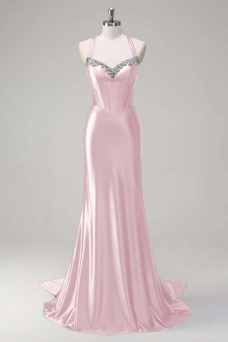 Laden Sie das Bild in den Galerie-Viewer, Glitzerndes Dunkelgrünes Meerjungfrauen Neckholder Pailletten Ballkleid