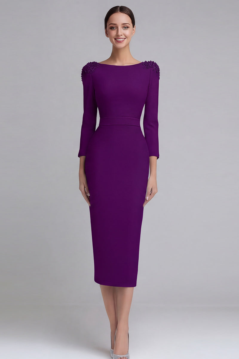 Laden Sie das Bild in den Galerie-Viewer, Etui Hellblaues Midi Business Kleid aus Satin