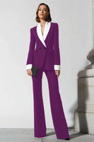 Laden Sie das Bild in den Galerie-Viewer, 2-teilige Business-Anzüge mit schwarzem Schal mit Schlagbein und Revers