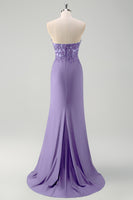 Laden Sie das Bild in den Galerie-Viewer, Glitzerndes Grünes Meerjungfrauen Korsett Langes Ballkleid mit Schlitz