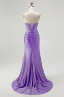 Laden Sie das Bild in den Galerie-Viewer, Trägerloses Pailletten Schwarzes Korsett Meerjungfrau Ballkleid