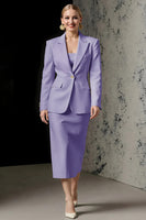 Laden Sie das Bild in den Galerie-Viewer, Elfenbein 2 Stück Elfenbein Peak Revers Bleistift Midi Business Anzüge