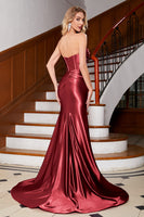 Laden Sie das Bild in den Galerie-Viewer, Funkelndes Mermaid Fuchsia Korsett Ballkleid mit Schlitz