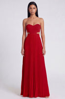 Laden Sie das Bild in den Galerie-Viewer, A-Linie pink-orange-Sweetheart plissiertes Maxi-Kleid