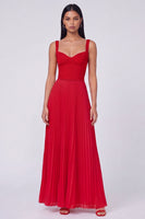 Laden Sie das Bild in den Galerie-Viewer, Orange-Fuchsia A-Linie plissiertes Maxikleid