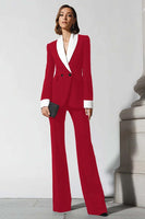 Laden Sie das Bild in den Galerie-Viewer, 2-teilige Business-Anzüge mit schwarzem Schal mit Schlagbein und Revers