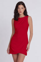 Laden Sie das Bild in den Galerie-Viewer, Elfenbein Bodycon Rundhals Minikleid mit gerafftem Kragen