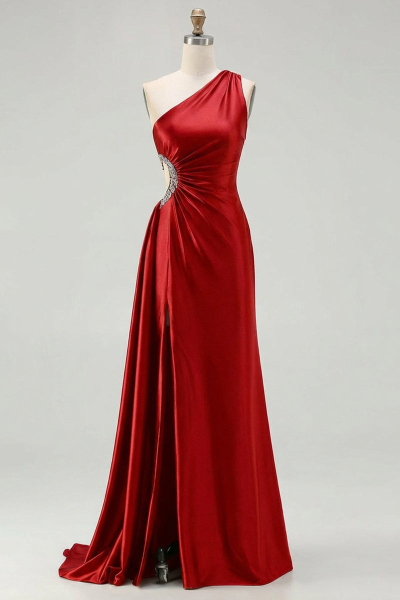 Laden Sie das Bild in den Galerie-Viewer, Schwarzes Langes Ballkleid mit einer Schulter und Schlitz