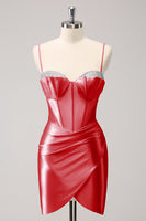 Laden Sie das Bild in den Galerie-Viewer, Stilvolles glitzerndes rosa Spaghettiträger Korsett Enges Abiballkleid mit Perlenstickerei