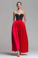 Laden Sie das Bild in den Galerie-Viewer, A-Linie Trägerloses Rotes und Fuchsia Korsett Abendkleid