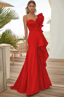 Laden Sie das Bild in den Galerie-Viewer, Schwarzes Einschultriges Ballkleid mit Rüschen