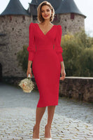 Laden Sie das Bild in den Galerie-Viewer, Weißes Etui Langarm Midi Standesamtkleid