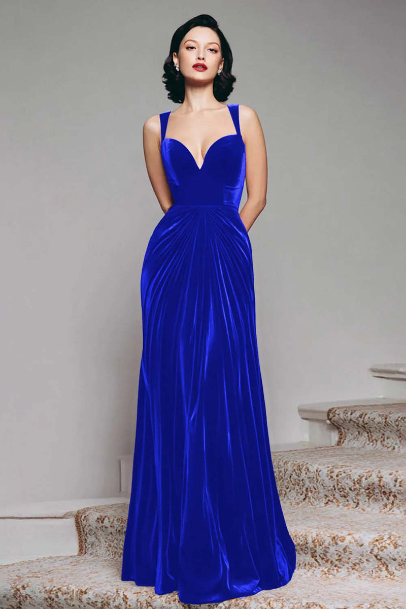 Laden Sie das Bild in den Galerie-Viewer, Schwarzes Langes Ballkleid in A-Linie aus Samt