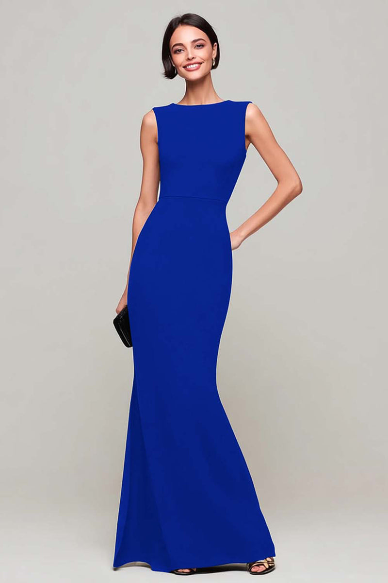 Laden Sie das Bild in den Galerie-Viewer, Schwarzes Langes Etui Ballkleid mit Schlüsselloch und Bateau-Ausschnitt