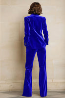 Laden Sie das Bild in den Galerie-Viewer, Samt 2-teilige Einreihige Damenanzüge mit pflaumenfarbenem Spitzrevers