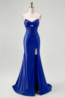 Laden Sie das Bild in den Galerie-Viewer, Trägerloses Pailletten Schwarzes Korsett Meerjungfrau Ballkleid