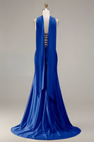 Laden Sie das Bild in den Galerie-Viewer, Trägerloses Champagner Zweiteiler Meerjungfrauen Convertible Langes Ballkleid mit Perlenmuster und Halsschal