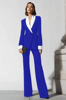 Laden Sie das Bild in den Galerie-Viewer, 2-teilige Business-Anzüge mit schwarzem Schal mit Schlagbein und Revers