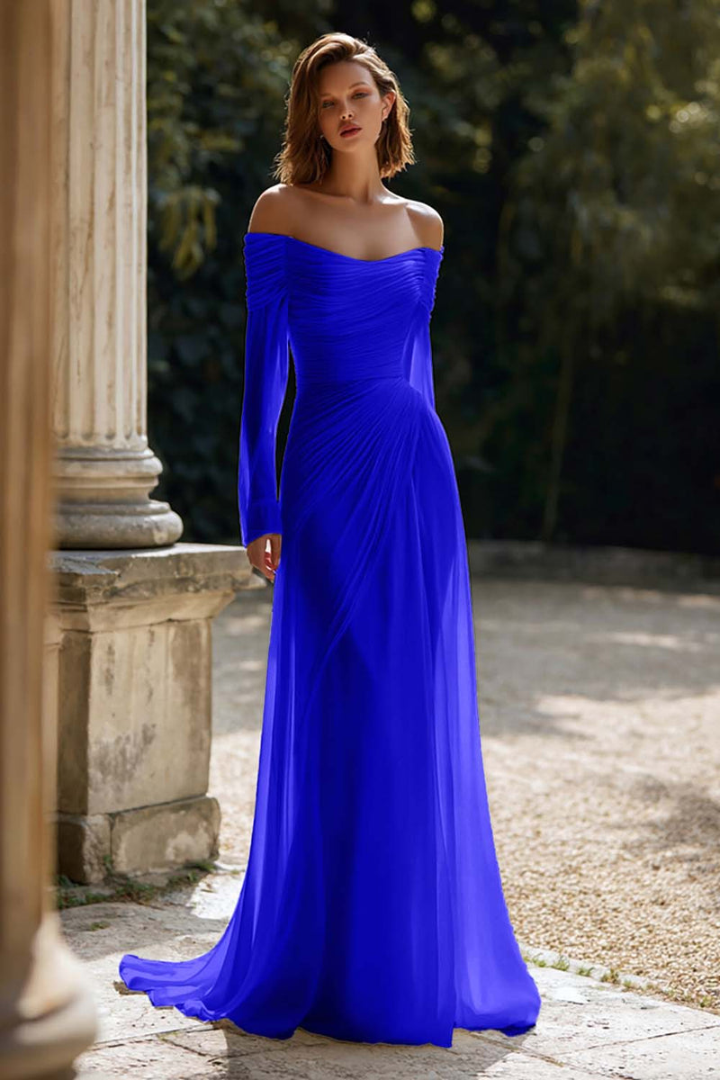 Laden Sie das Bild in den Galerie-Viewer, Elfenbein Schulterfreies Brautkleid mit Rüschen