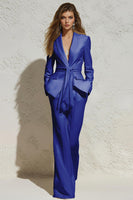 Laden Sie das Bild in den Galerie-Viewer, Weiße 2-teilige Business-Anzüge mit gerafftem Revers und Schärpe